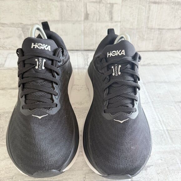 EUC Hoka Black White Womens Gaviota 5 Walking Running Sneakers 8B (Faded Stain) - Picture 5 of 10
